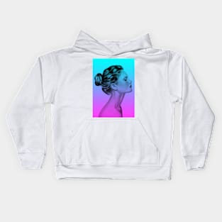 waves;  Charcoal drawing, digital edited Kids Hoodie